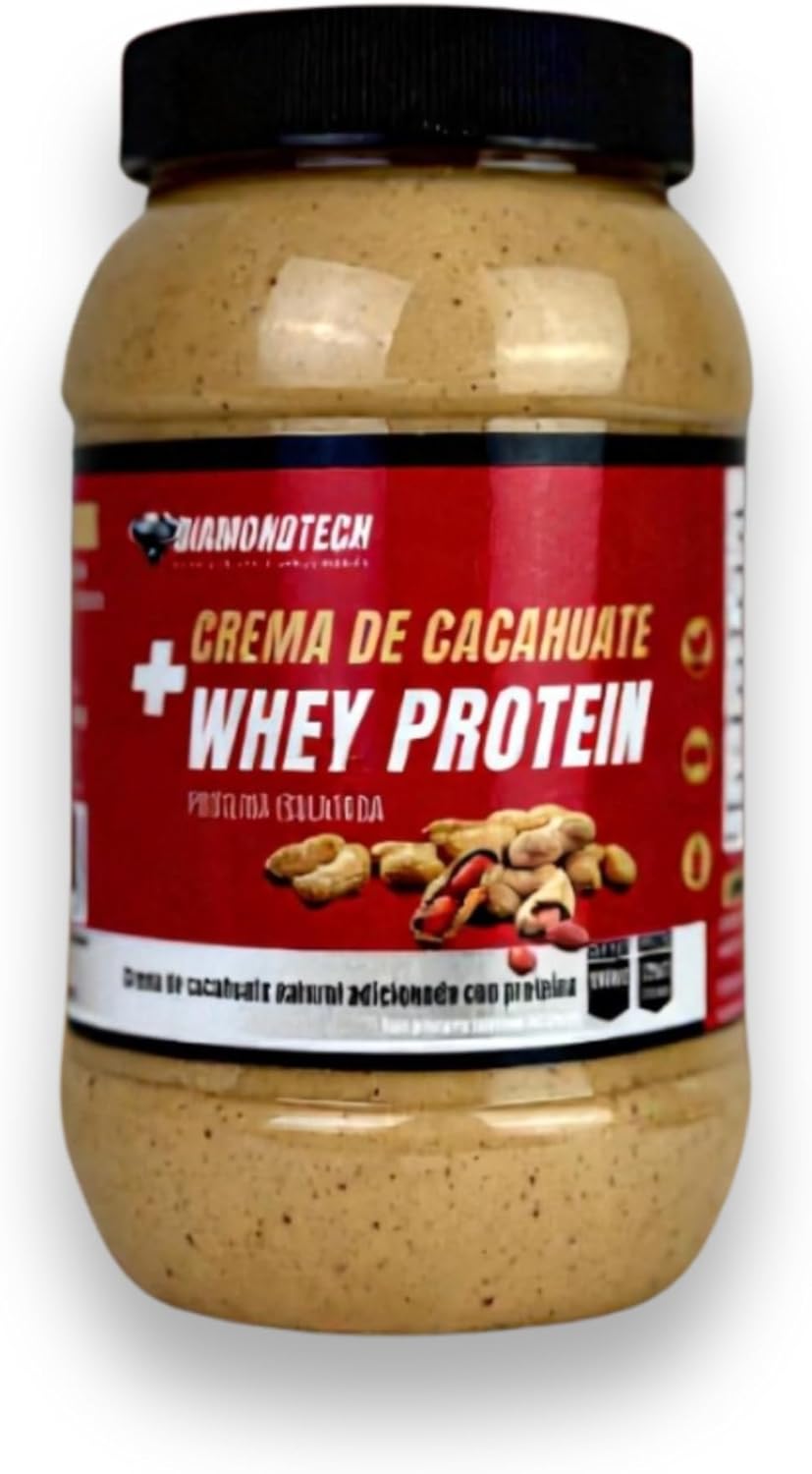 Crema de cacahuate con proteína whey, sin azucar, sin conservadores. Sabor natural