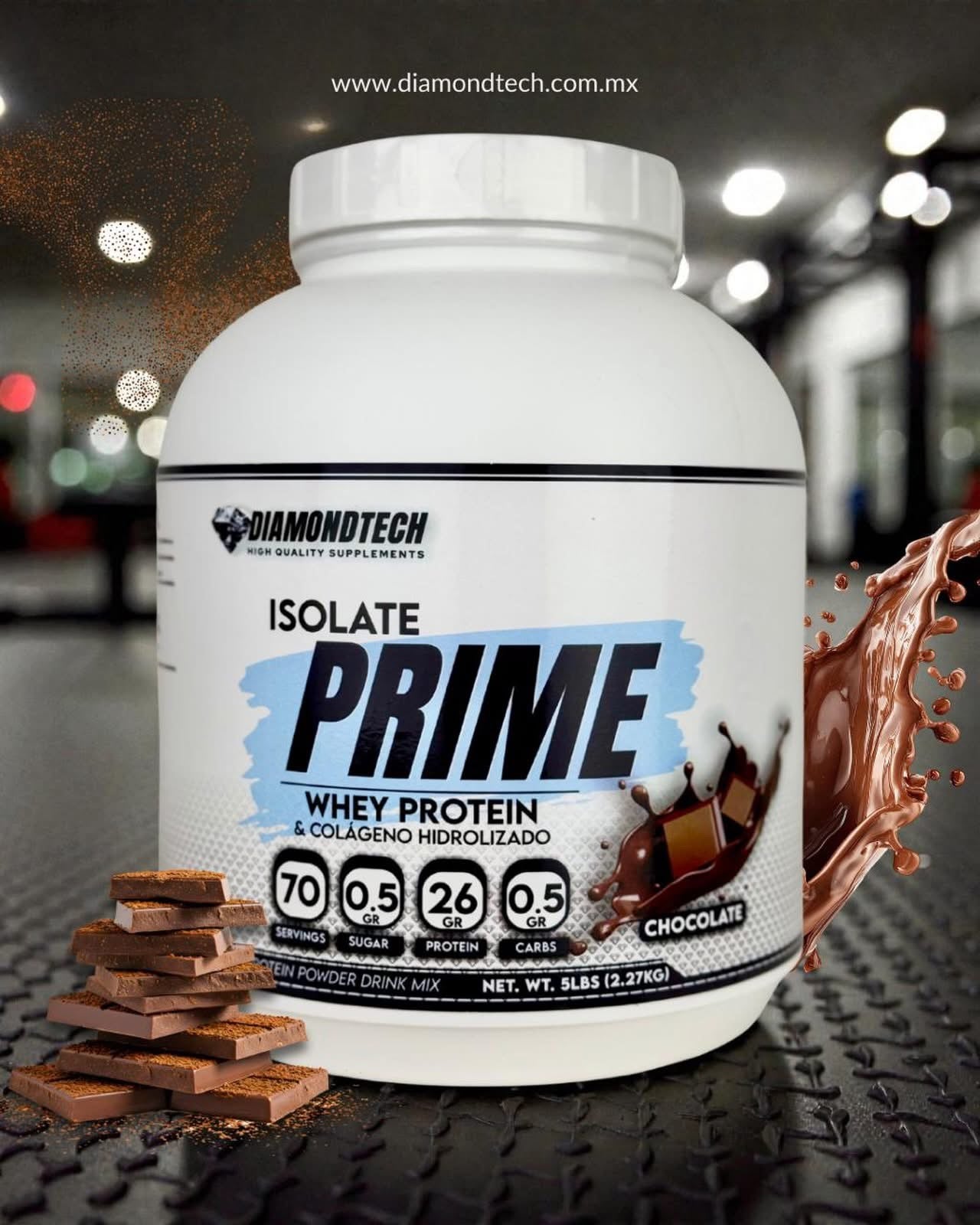 Diamondtech Proteína whey PRIME con Colágeno hidrolizado 5LBS(2.27kgs) 70 servicios