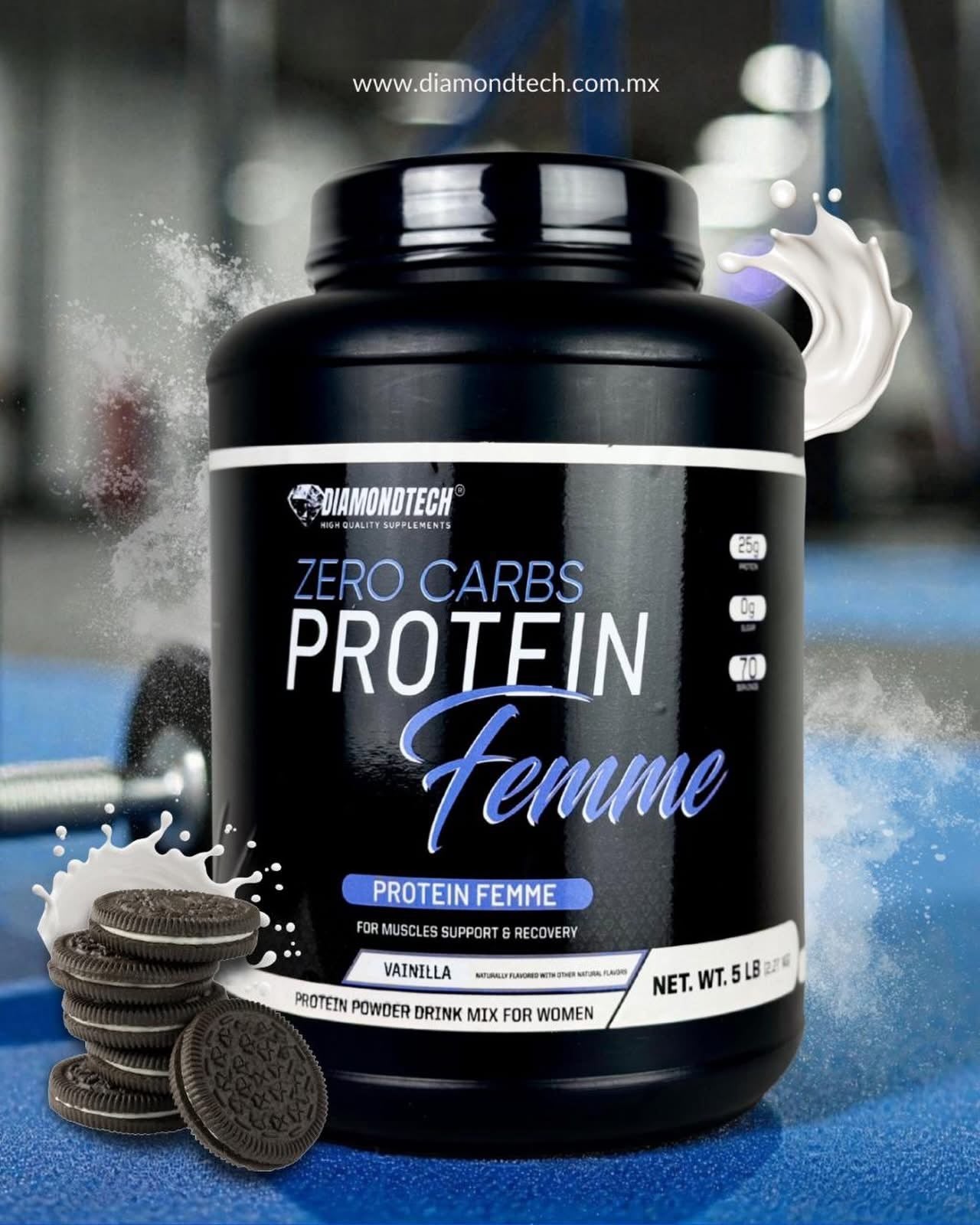 Diamondtech Proteina Whey Femme mujer Zero carbs 5lbs con Colágeno Hidrolizado
